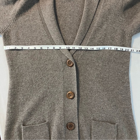 Garnet Hill Light Brown Neutral Lambswool Cardigan Sweater - Picture 4 of 9